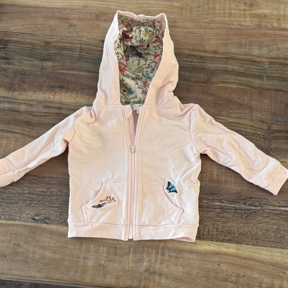 Camilla Light Pink Kids Hoodie with Floral Interior - Picture 1 of 4